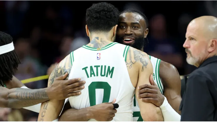 Jayson Tatum and Jaylen Brown of the Boston Celtics
